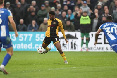 070326 - Newport County v Colchester United - Sky Bet League 2 - Bobby Kamwa of Newport County lines up a shot at goal