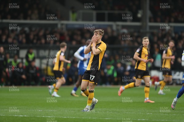 070326 - Newport County v Colchester United - Sky Bet League 2 - Tom Davies of Newport County watches his shot sail over the bar 
