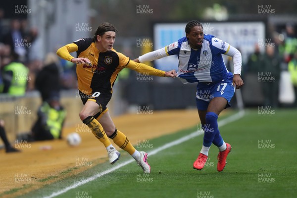 070326 - Newport County v Colchester United - Sky Bet League 2 - Harrison Biggins of Newport County and Jaden Williams of Colchester United 