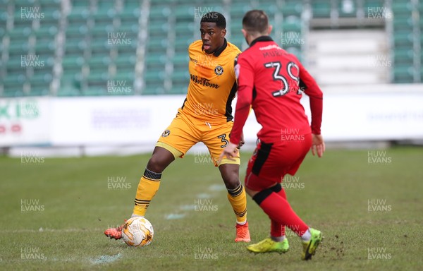 010417 - Newport County v Crawley Town, Sky Bet League 2 - Mitchell Rose of Newport County takes on Rhys Murphy of Crawley Town