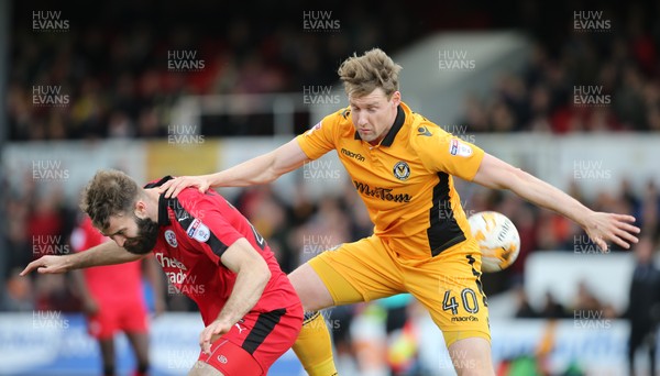 010417 - Newport County v Crawley Town, Sky Bet League 2 - Ryan Bird of Newport County wins the ball from Joe McNerney of Crawley Town