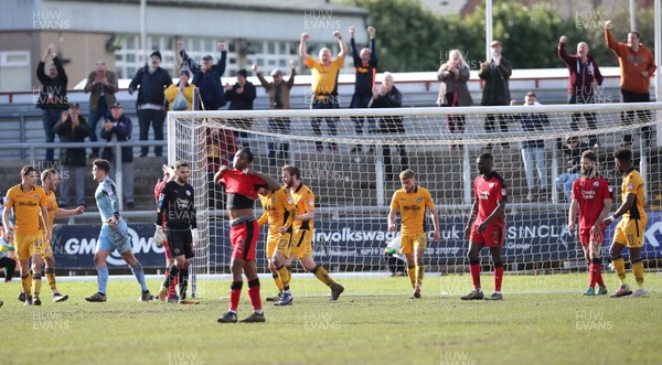 010417 - Newport County v Crawley Town, Sky Bet League 2 - Newport County fans celebrate along with the team at the final whistle