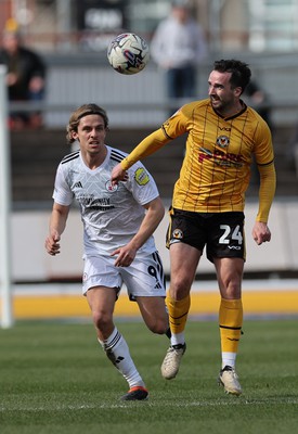 010424 - Newport County v Crawley Town, EFL Sky Bet League 2 - Aaron Wildig of Newport County plays the ball forward