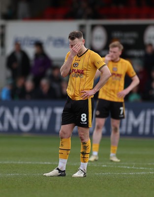 010424 - Newport County v Crawley Town, EFL Sky Bet League 2 - Bryn Morris of Newport County and Will Evans of Newport County at the end of the match