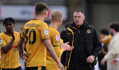 010424 - Newport County v Crawley Town, EFL Sky Bet League 2 - Newport County manager Graham Coughlan at the end of the match