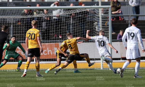 010424 - Newport County v Crawley Town, EFL Sky Bet League 2 - Ronan Darcy of Crawley Town shoots to score the second goal