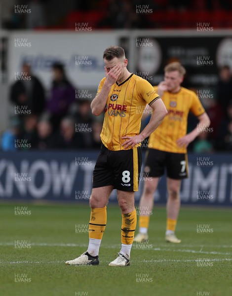 010424 - Newport County v Crawley Town, EFL Sky Bet League 2 - Bryn Morris of Newport County and Will Evans of Newport County at the end of the match