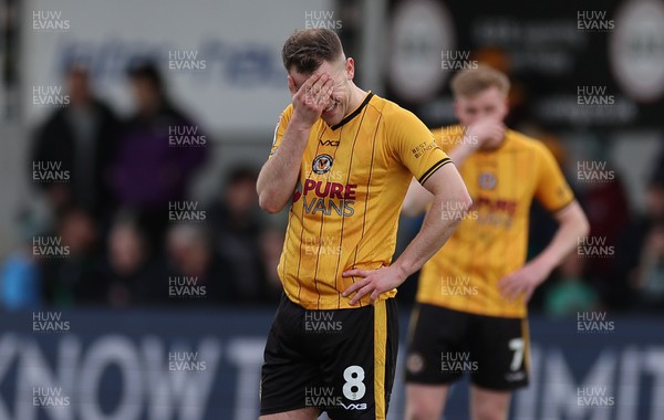 010424 - Newport County v Crawley Town, EFL Sky Bet League 2 - Bryn Morris of Newport County and Will Evans of Newport County at the end of the match