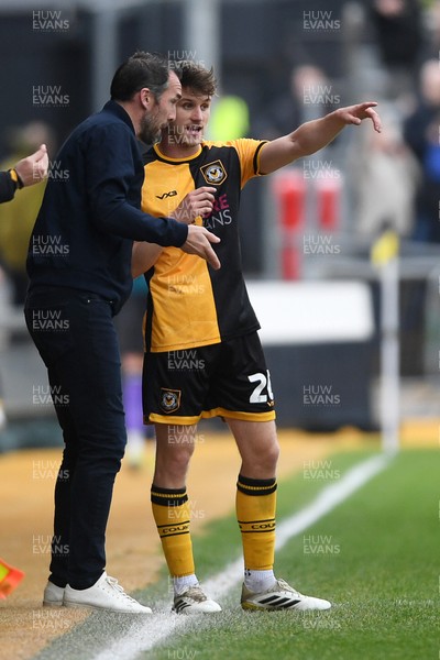 030426 - Newport County v Crawley Town - Sky Bet League 2 - Newport County Head Coach, Christian Fuchs and Ben Lloyd of Newport County