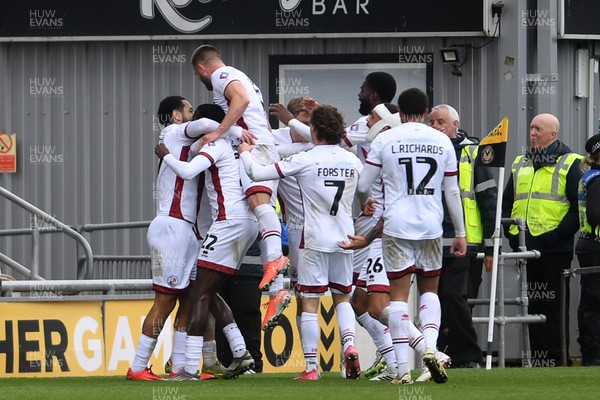 030426 - Newport County v Crawley Town - Sky Bet League 2 - Harry McKirdy of Crawley celebrates scoring a goal with team mates