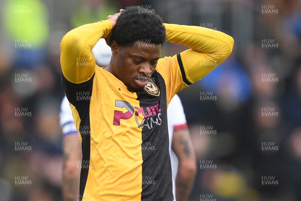 030426 - Newport County v Crawley Town - Sky Bet League 2 - Bobby Kamwa of Newport County misses a big chance