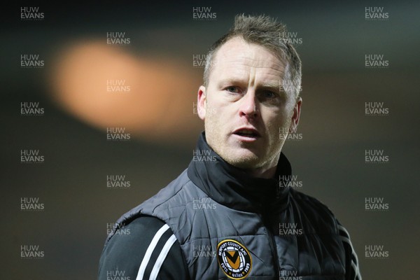 190118 - Newport County v Crawley Town, Sky Bet League 2 - Newport County manager Mike Flynn at the end of the match