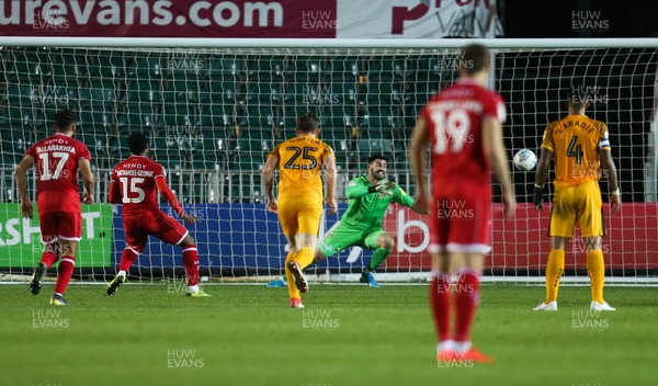 221019 - Newport County v Crawley Town, Sky Bet League 2 - Ashley Nathaniel-George of Crawley Town scores goal from the penalty spot