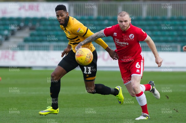 291218 - Newport County v Crawley Town - Sky Bet League 2 -  Jamille Matt of Newport County and Mark Connolly of Crawley Town compete for the ball  