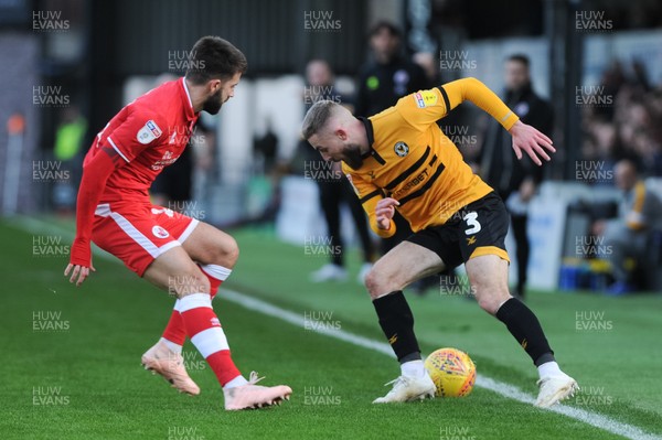 291218 - Newport County v Crawley Town - Sky Bet League 2 -  Dan Butler of Newport County takes on George Francomb of Crawley Town 