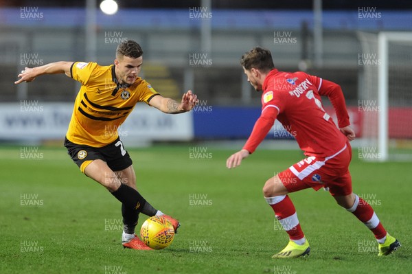 291218 - Newport County v Crawley Town - Sky Bet League 2 - Tyler Forbes of Newport County takes on Josh Doherty of Crawley Town 