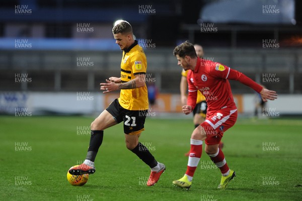 291218 - Newport County v Crawley Town - Sky Bet League 2 - Tyler Forbes of Newport County takes on Josh Doherty of Crawley Town 