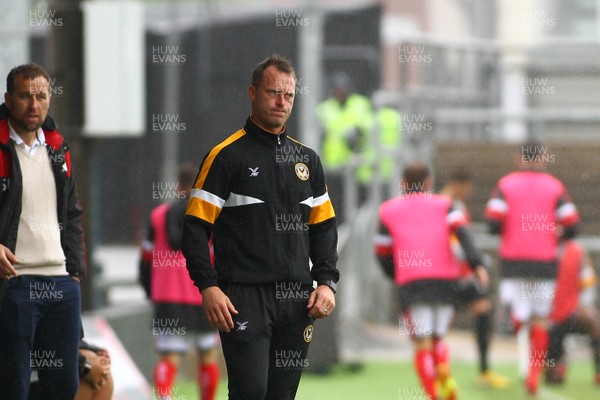 110818 - Newport County v Crewe Alexandra - Sky Bet League 2 - Manager of Newport County Michael Flynn is frustrated at a decision against his team