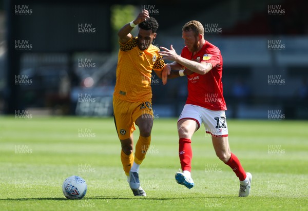 240819 - Newport County v Crewe Alexandra, Sky Bet League 2 - Corey Whiteley of Newport County and Paul Green of Crewe Alexandra compete for the ball