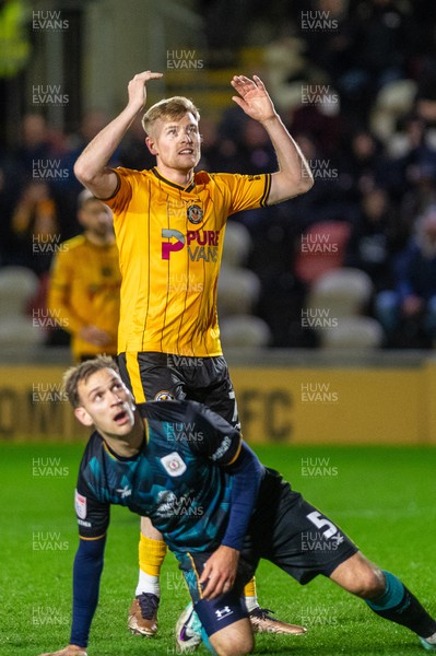 291223 - Newport County v Crewe Alexandra - Sky Bet League 2 - Will Evans of Newport County rues a missed chance