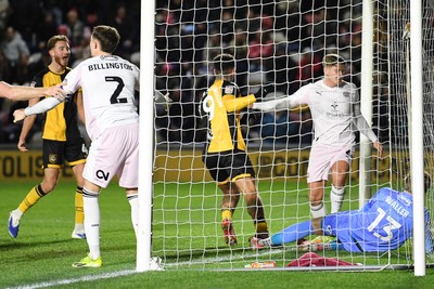 291225 - Newport County v Crewe Alexandra - Sky Bet League 2 - Courtney Baker-Richardson of Newport County scores the first goal of the game\