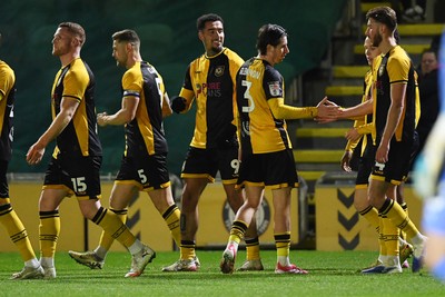 291225 - Newport County v Crewe Alexandra - Sky Bet League 2 - Courtney Baker-Richardson of Newport County celebrates scoring a goal with team mates