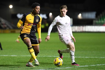 291225 - Newport County v Crewe Alexandra - Sky Bet League 2 - Bobby Kamwa of Newport County is challenged by Lewis Billington of Crewe