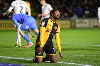 291225 - Newport County v Crewe Alexandra - Sky Bet League 2 - Bobby Kamwa of Newport County goes close