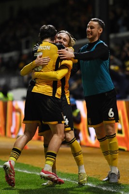 291225 - Newport County v Crewe Alexandra - Sky Bet League 2 - Sam Braybrooke of Newport County celebrates scoring a goal with team mates