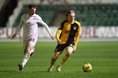 291225 - Newport County v Crewe Alexandra - Sky Bet League 2 - Sam Braybrooke of Newport County is challenged by Tommi O'Reilly of Crewe