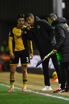 291225 - Newport County v Crewe Alexandra - Sky Bet League 2 - Anthony Glennon of Newport County and Newport County Head Coach, Christian Fuchs