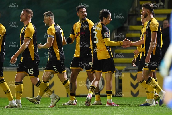 291225 - Newport County v Crewe Alexandra - Sky Bet League 2 - Courtney Baker-Richardson of Newport County celebrates scoring a goal with team mates