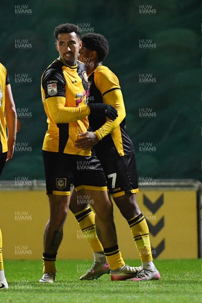 291225 - Newport County v Crewe Alexandra - Sky Bet League 2 - Courtney Baker-Richardson of Newport County celebrates scoring a goal with team mates