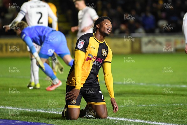 291225 - Newport County v Crewe Alexandra - Sky Bet League 2 - Bobby Kamwa of Newport County goes close