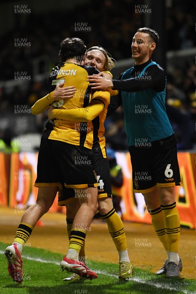 291225 - Newport County v Crewe Alexandra - Sky Bet League 2 - Sam Braybrooke of Newport County celebrates scoring a goal with team mates