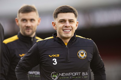 060124 - Newport County v Eastleigh - FA Cup Third Round - Adam Lewis of Newport County during the warm up