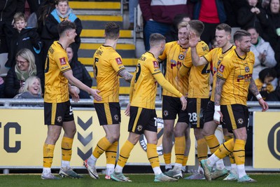 060124 - Newport County v Eastleigh - FA Cup Third Round - James Clarke of Newport County celebrates scoring his sides first goal 