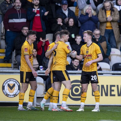 060124 - Newport County v Eastleigh - FA Cup Third Round - James Clarke of Newport County celebrates scoring his sides first goal 