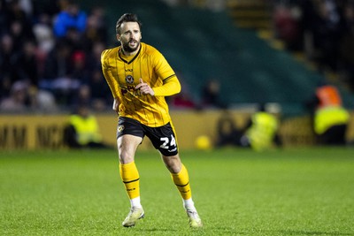 060124 - Newport County v Eastleigh - FA Cup Third Round - Aaron Wildig of Newport County in action