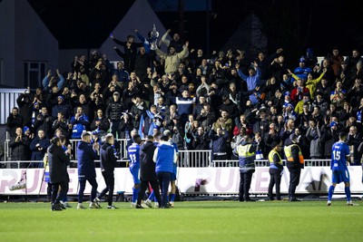 060124 - Newport County v Eastleigh - FA Cup Third Round - Eastleigh celebrate at full time