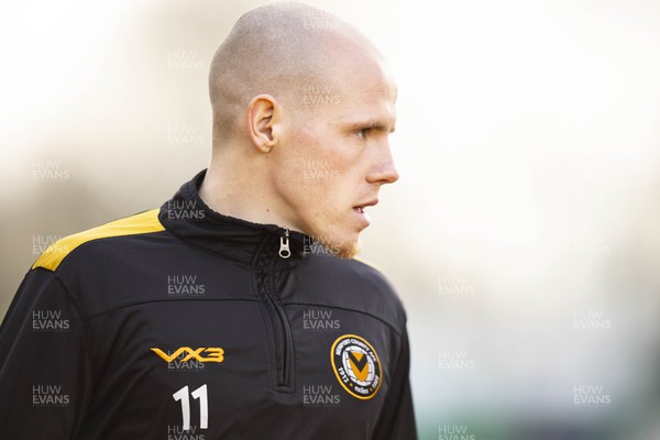 060124 - Newport County v Eastleigh - FA Cup Third Round - James Waite of Newport County during the warm up