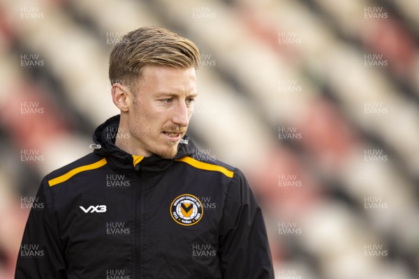 060124 - Newport County v Eastleigh - FA Cup Third Round - James Clarke of Newport County during the warm up