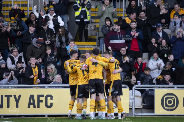 060124 - Newport County v Eastleigh - FA Cup Third Round - James Clarke of Newport County celebrates scoring his sides first goal 