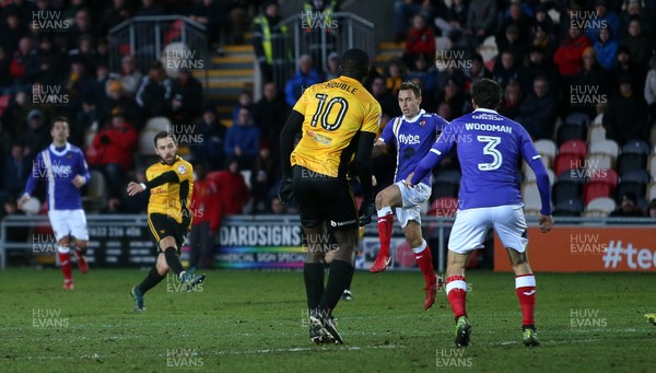 010118 - Newport Count v Exeter City - SkyBet League Two - Robbie Willmott of Newport County scores a goal