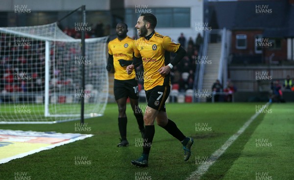 010118 - Newport Count v Exeter City - SkyBet League Two - Robbie Willmott of Newport County celebrates scoring a goal