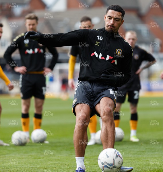 020422 - Newport County v Exeter City - Sky Bet League 2 - Courtney Baker-Richardson of Newport County warms up