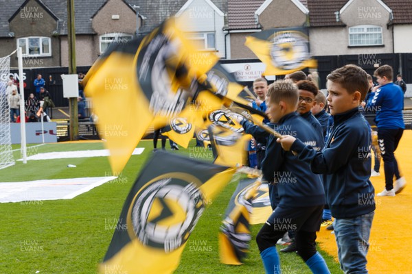 020422 - Newport County v Exeter City - Sky Bet League 2 - Newport County flag bearers before the match
