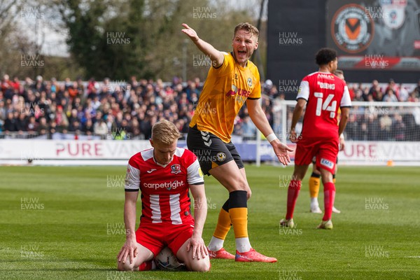 020422 - Newport County v Exeter City - Sky Bet League 2 - Cameron Norman of Newport County appeals to the referee