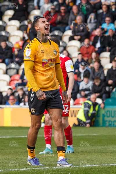 020422 - Newport County v Exeter City - Sky Bet League 2 - Courtney Baker-Richardson of Newport County reacts after going close