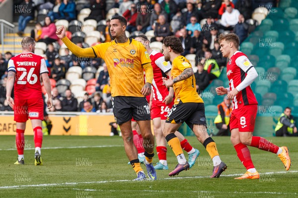 020422 - Newport County v Exeter City - Sky Bet League 2 - Courtney Baker-Richardson of Newport County reacts after going close